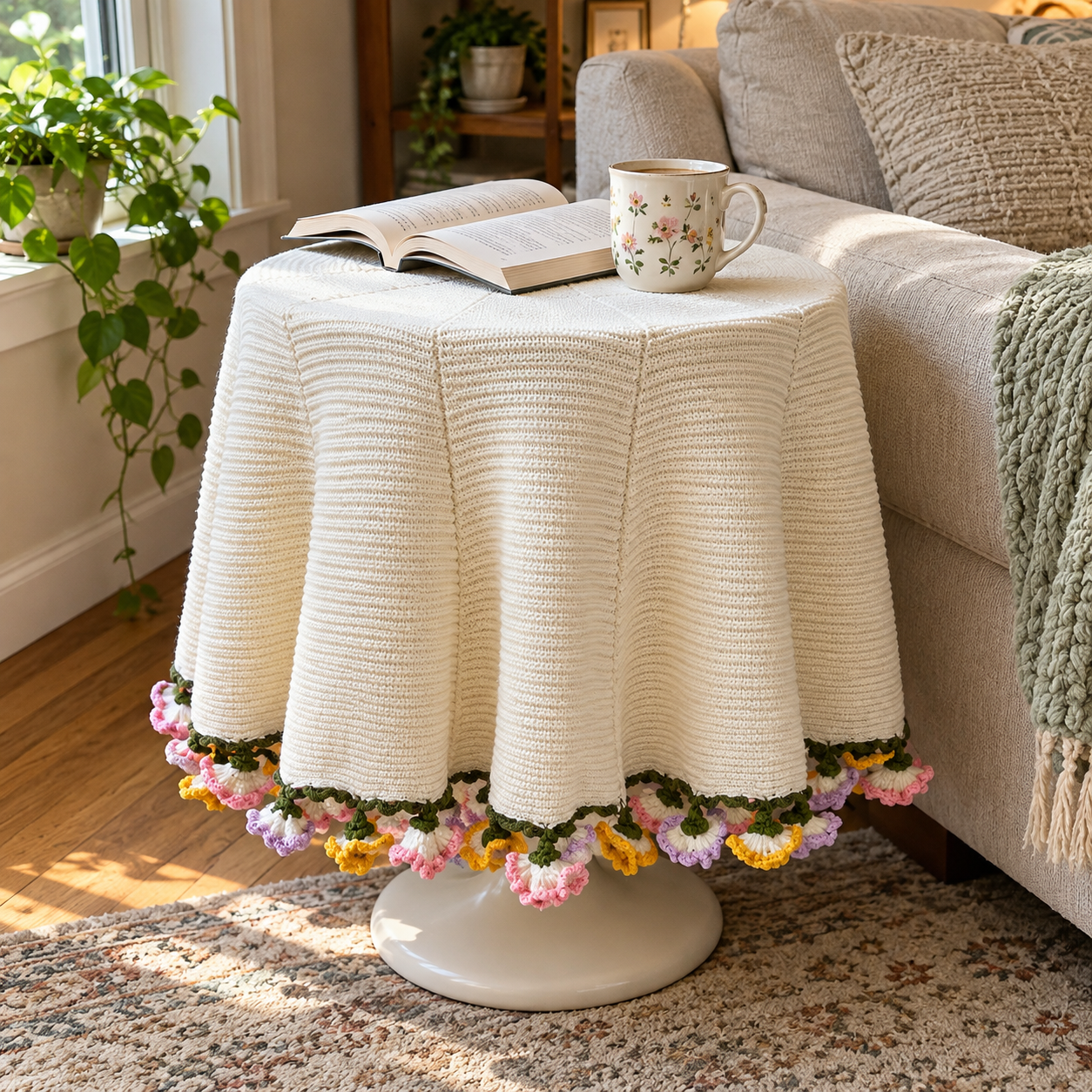 Crochet Flower Bouquet Knitted Throw Blanket With Rose Design