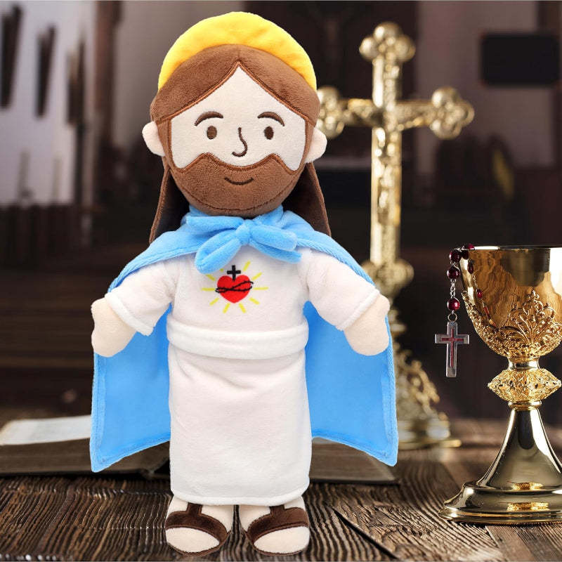 Jesus Plush - Stuffed Doll Design With Removable Cloak For Comfort-Flower Teddy Bear