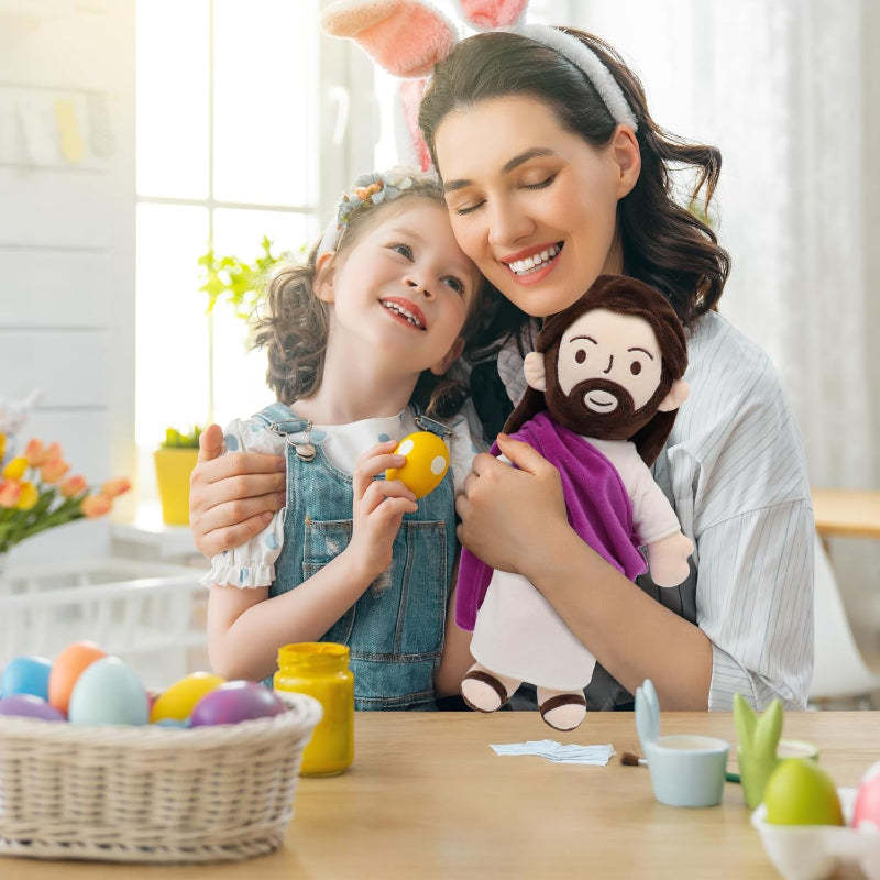 Jesus Plush Doll Design - Religious Easter Gifts Party Favors-Flower Teddy Bear