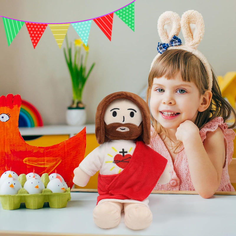 Jesus Plush Toy – Soft Faith-Based Companion For All Ages-Flower Teddy Bear