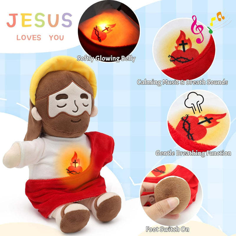 Remote Control Jesus Plush Toy With Light And Sound-Flower Teddy Bear