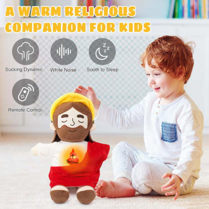 Remote Control Jesus Plush Toy With Light And Sound-Flower Teddy Bear