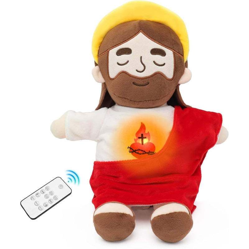 Remote Control Jesus Plush Toy With Light And Sound-Flower Teddy Bear