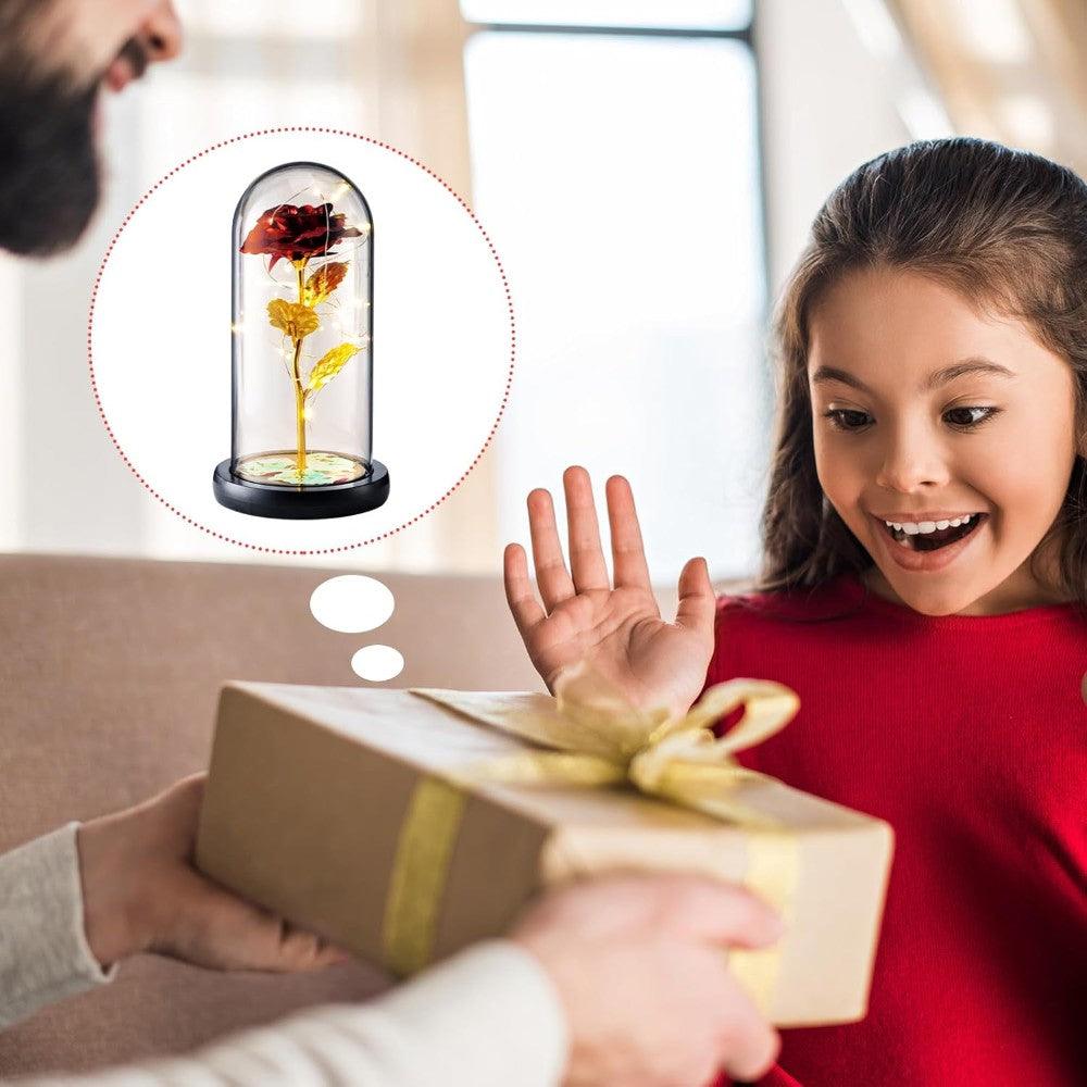 LED Preserved Rose Display-Flower Teddy Bear