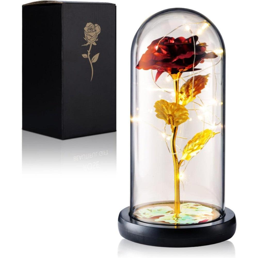 LED Preserved Rose Display-Flower Teddy Bear