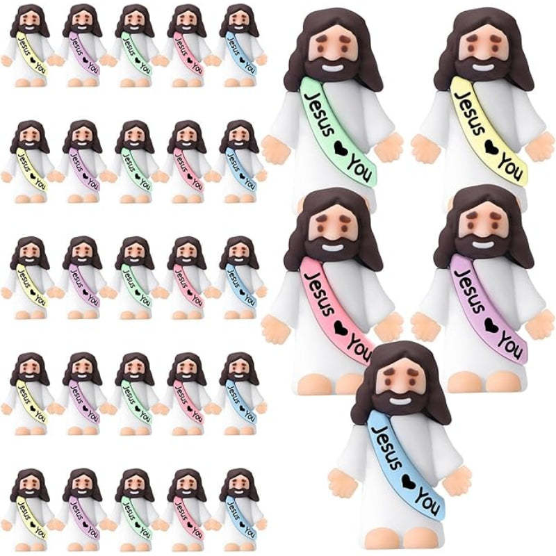 Mini Religious Jesus Figurines set-Flower Teddy Bear