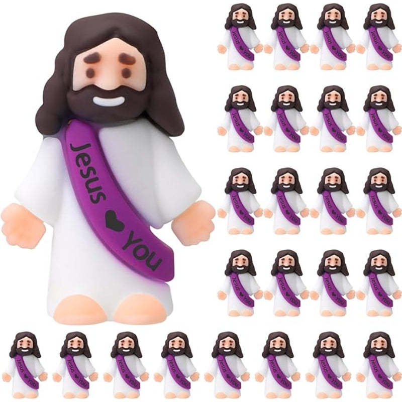 Mini Religious Jesus Figurines set-Flower Teddy Bear