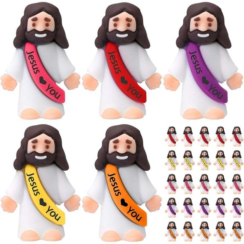 Mini Religious Jesus Figurines set-Flower Teddy Bear