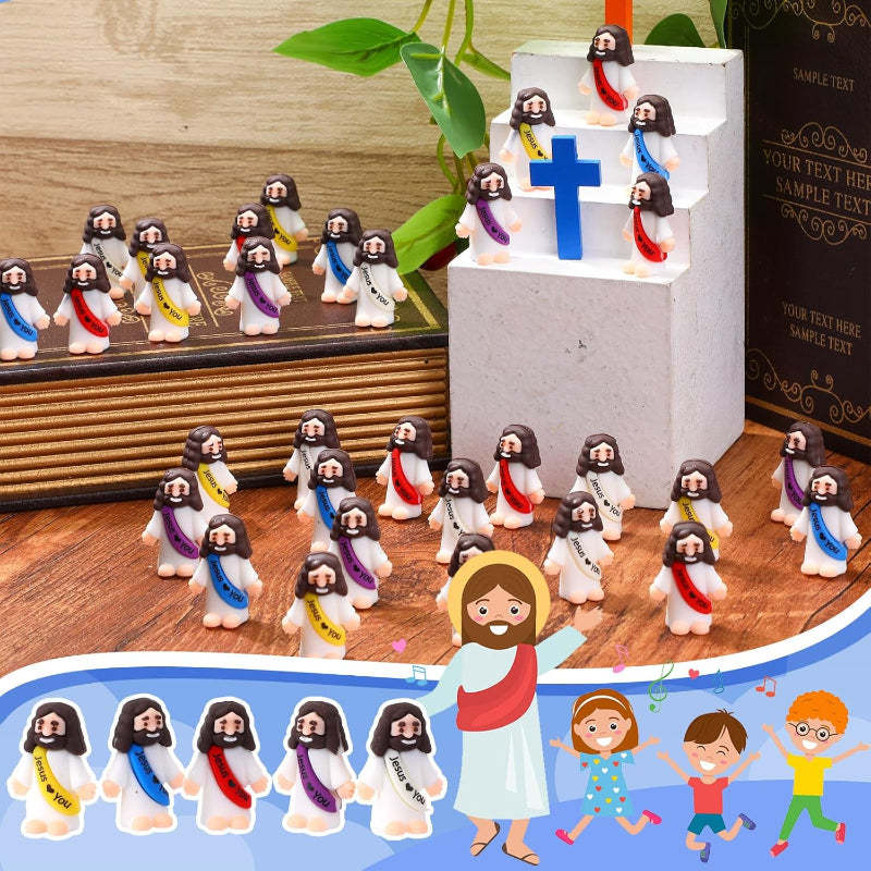 Mini Religious Jesus Figurines set-Flower Teddy Bear