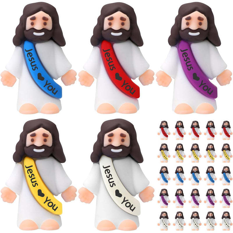 Mini Religious Jesus Figurines set-Flower Teddy Bear