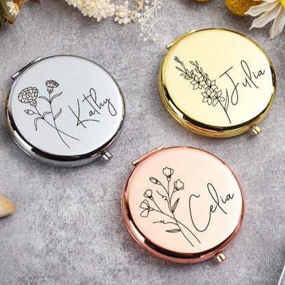 Personalized Engraved Pocket Mirror For Gift