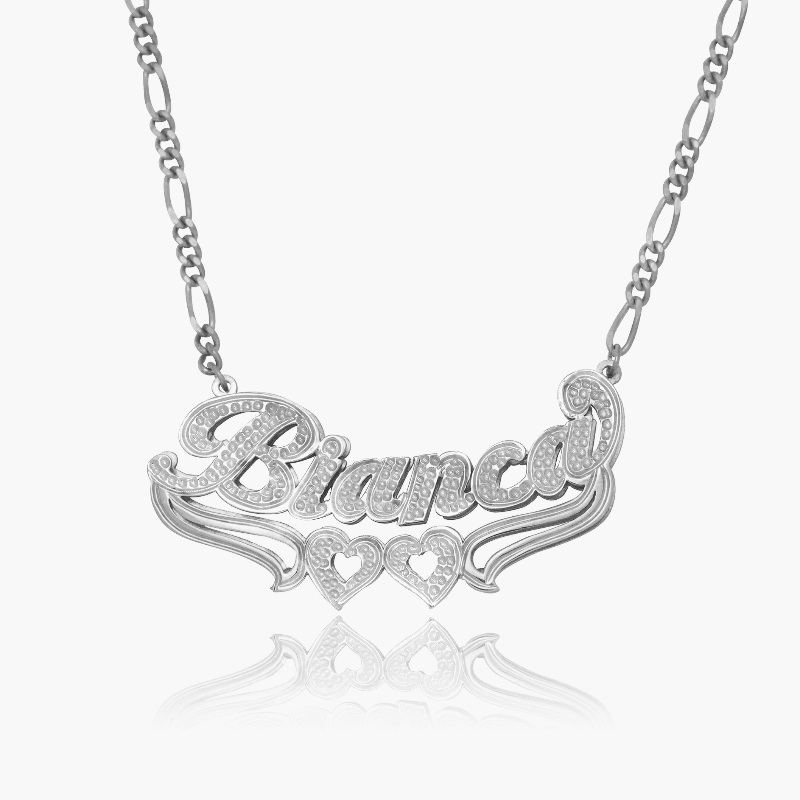 Double Plated Script Necklace – Personalized Jewelry Keepsake-Flower Teddy Bear