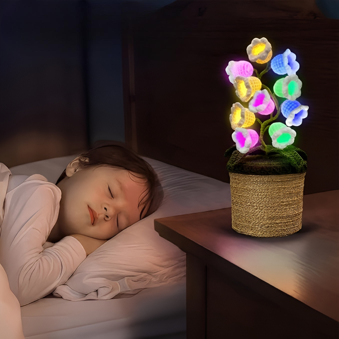 Warm Light Handmade Crochet Artificial Flower Lamp