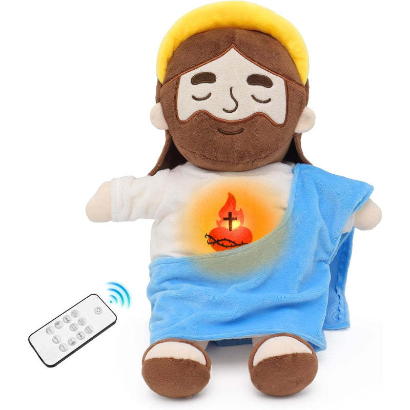 Remote Control Jesus Plush Toy With Light And Sound-Flower Teddy Bear