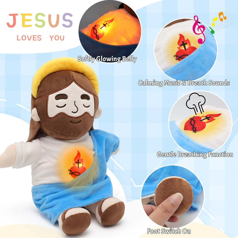 Remote Control Jesus Plush Toy With Light And Sound-Flower Teddy Bear