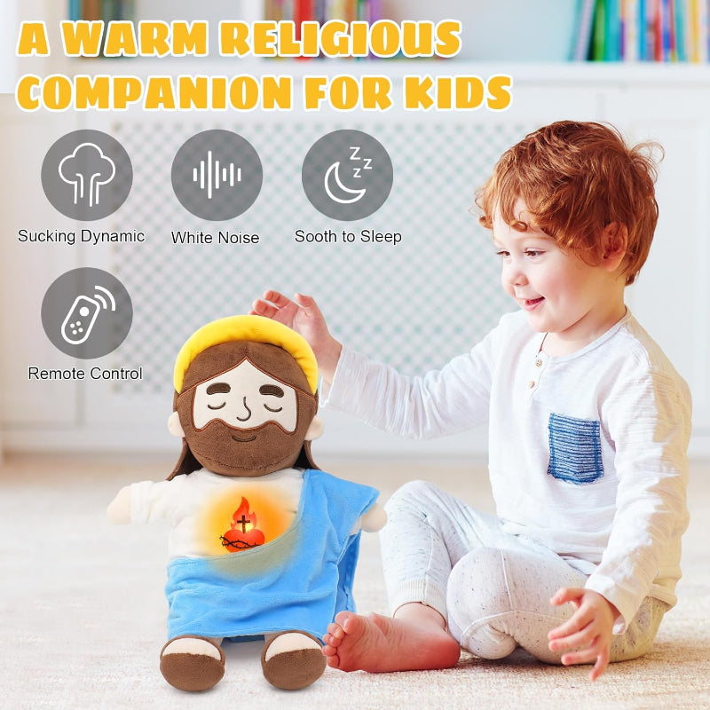 Remote Control Jesus Plush Toy With Light And Sound-Flower Teddy Bear