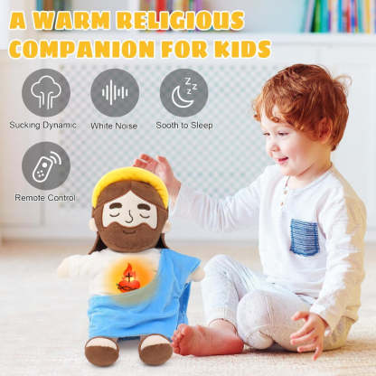 Remote Control Jesus Plush Toy With Light And Sound-Flower Teddy Bear