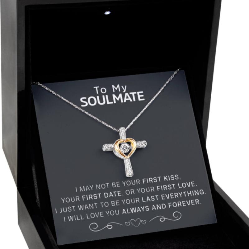 Tone Jewel Cross Necklace – Sparkling Cubic Zirconia Design-Flower Teddy Bear