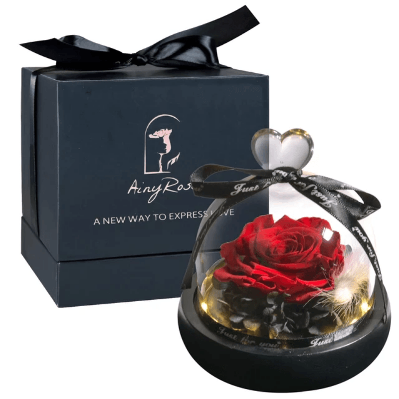 Mini Preserved Rose In Glass Dome-Flower Teddy Bear