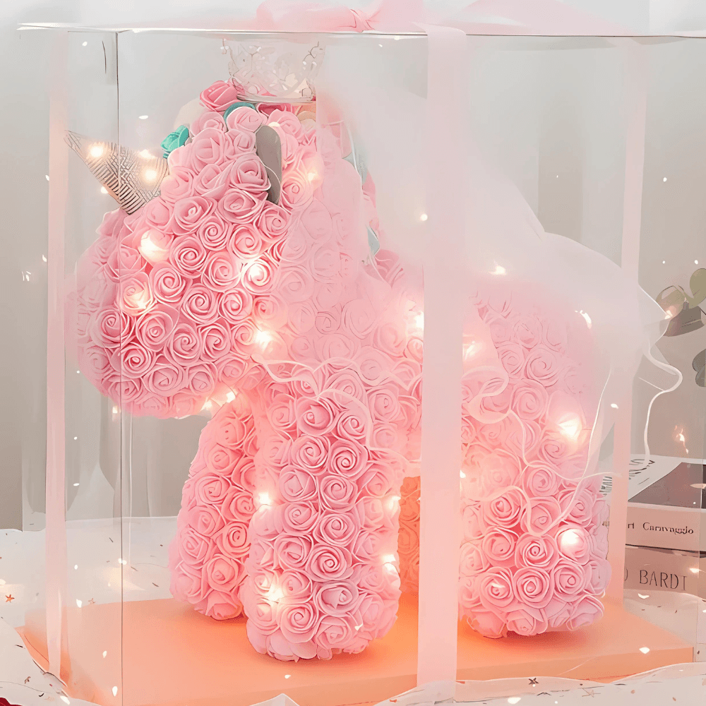 Handcrafted Rose Unicorn Gift - Preserved Roses For Lasting Beauty-Flower Teddy Bear