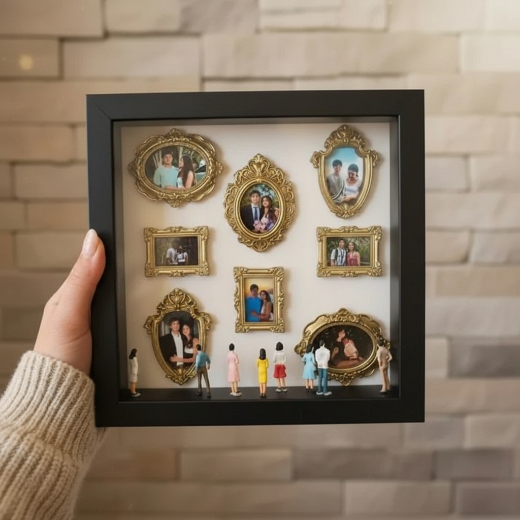 Decorative Mini Museum Photo Frame Display Box For Couple