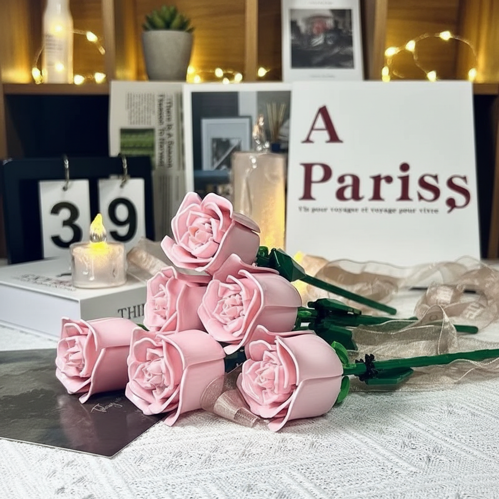 DIY Rose Flower Building Set With Blooms For Home Decor