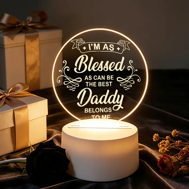 Tabletop Night Light Acrylic LED Gift For Dad