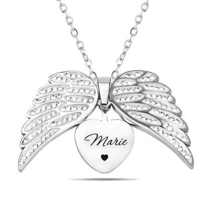 Personalized Angel Wings Necklace-Flower Teddy Bear
