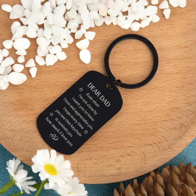 Double Sided Engraved Keychain Gift For Dad