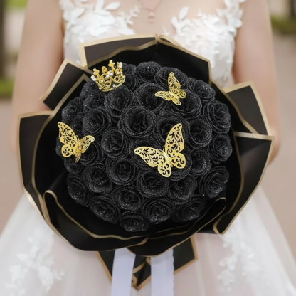 Glitter Rose Bouquet Set with Butterflies