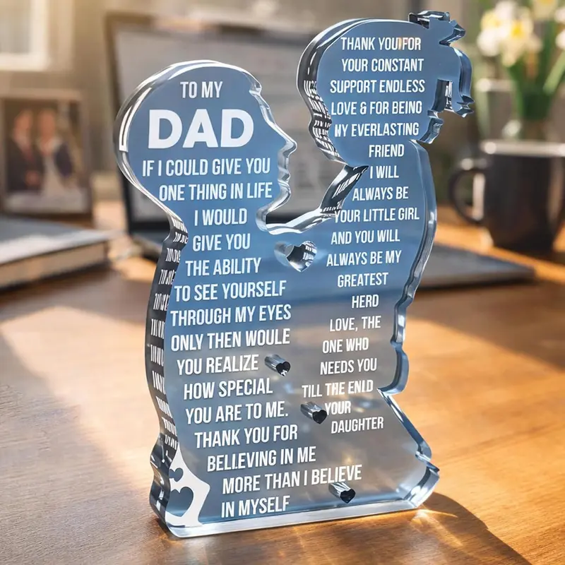 Father And Daughter Silhouette Acrylic Plaque For Dad