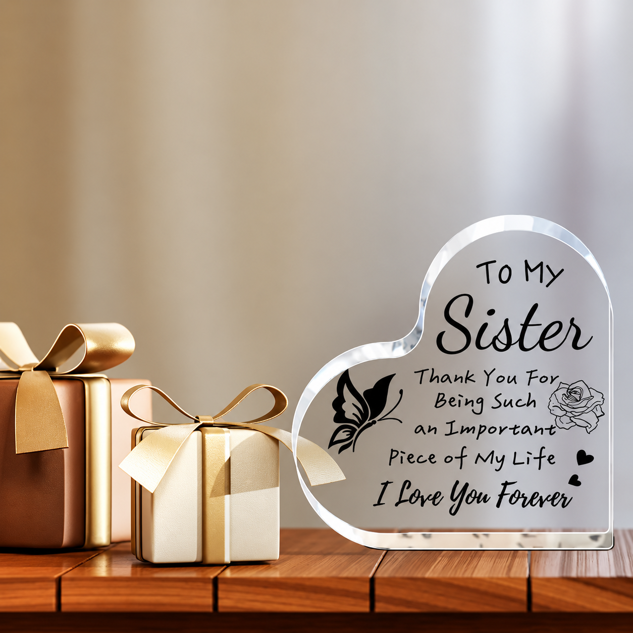 Single Acrylic Plaque With Aphorism And Rose Flower Signs For Home Decor
