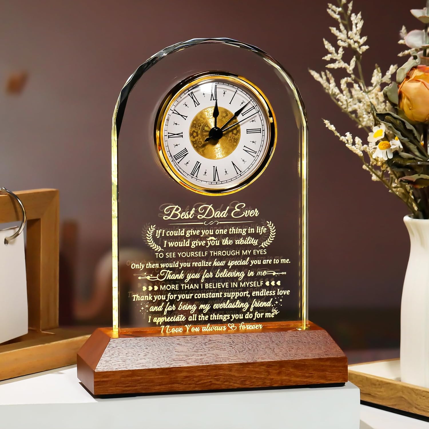 Prayer Engraved Glass Clock Gift For Anniversary