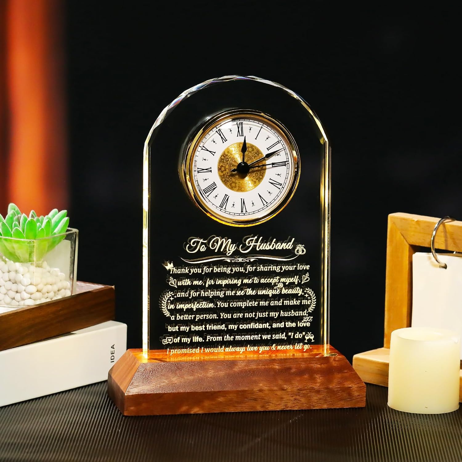 Prayer Engraved Glass Clock Gift For Anniversary
