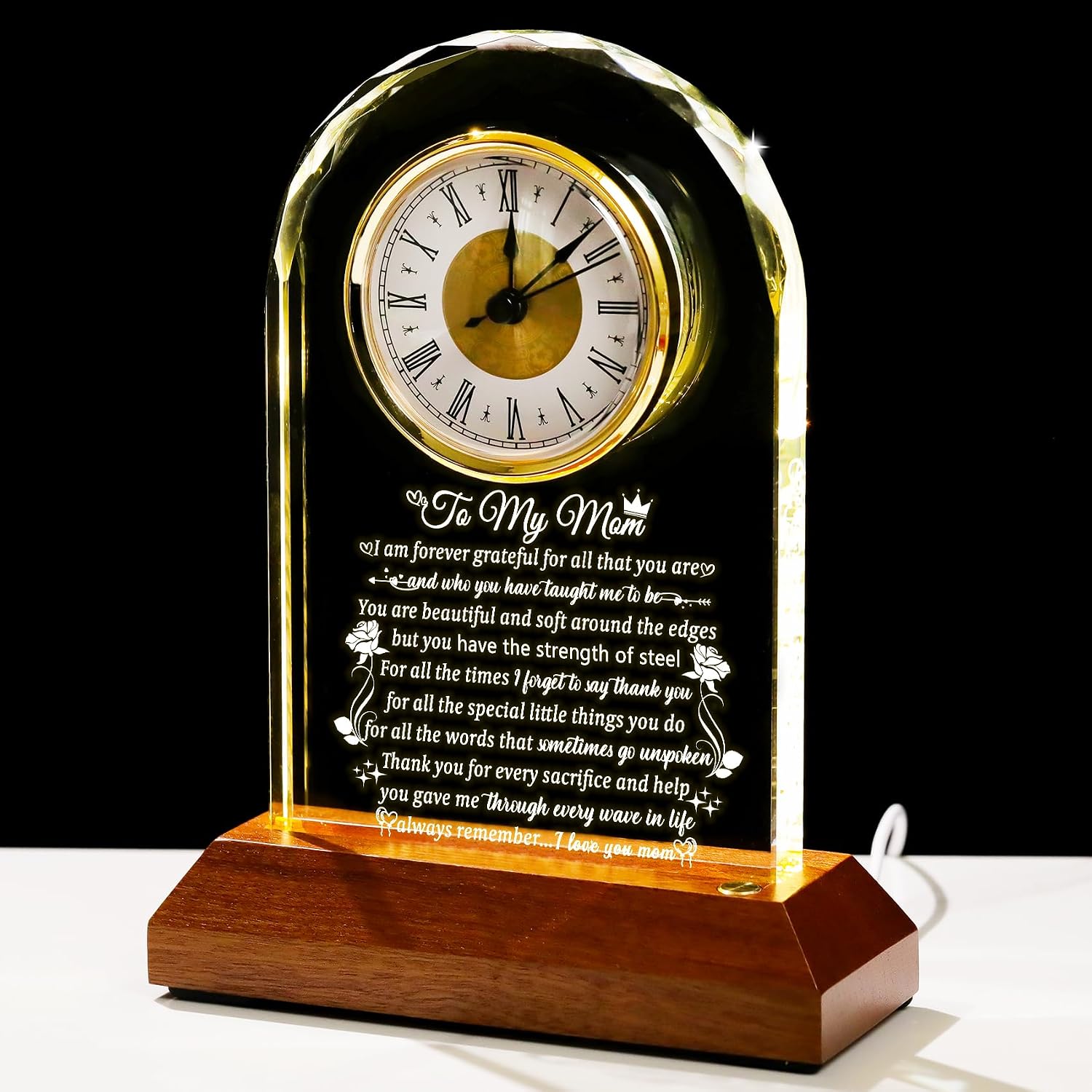 Prayer Engraved Glass Clock Gift For Anniversary