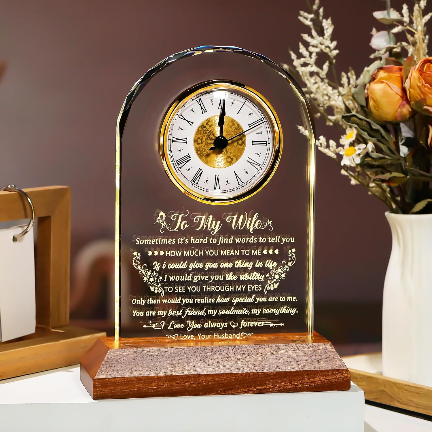Prayer Engraved Glass Clock Gift For Anniversary