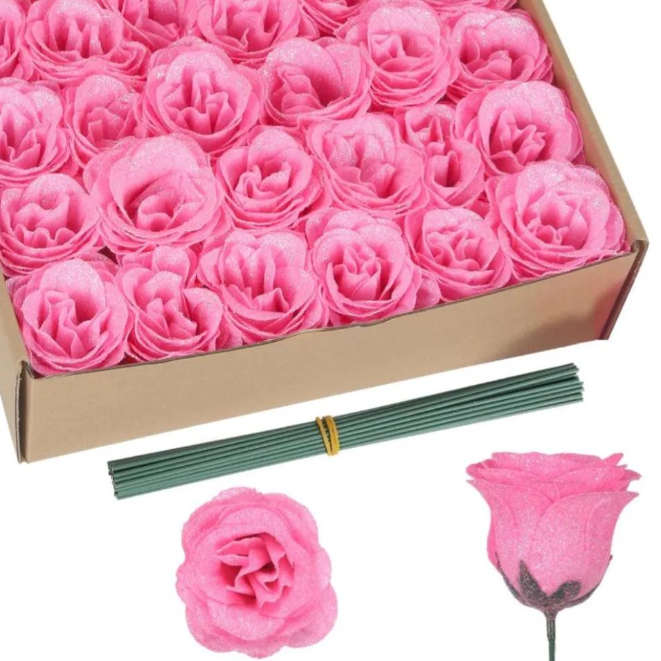 Artificial Glitter Rose Bouquet-Flower Teddy Bear