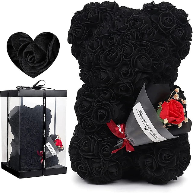 Rose Teddy Bear With Mini Bouquet Gift-Flower Teddy Bear