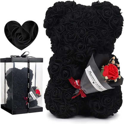 Rose Teddy Bear With Mini Bouquet Gift-Flower Teddy Bear