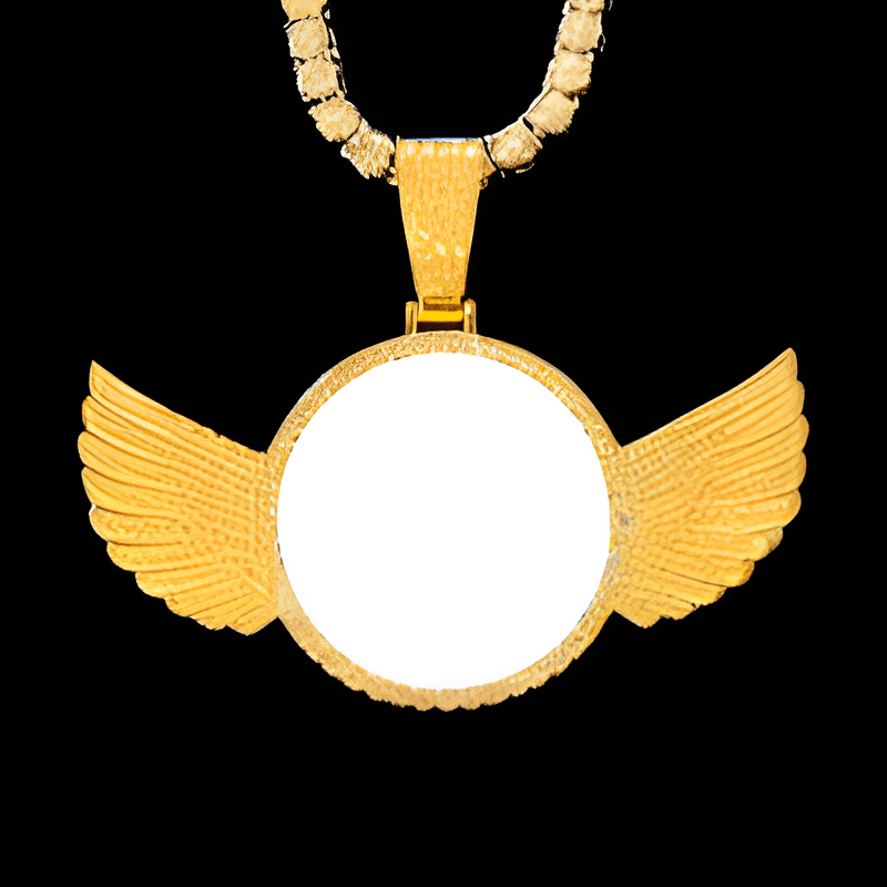Winged Custom Photo Pendant-Flower Teddy Bear