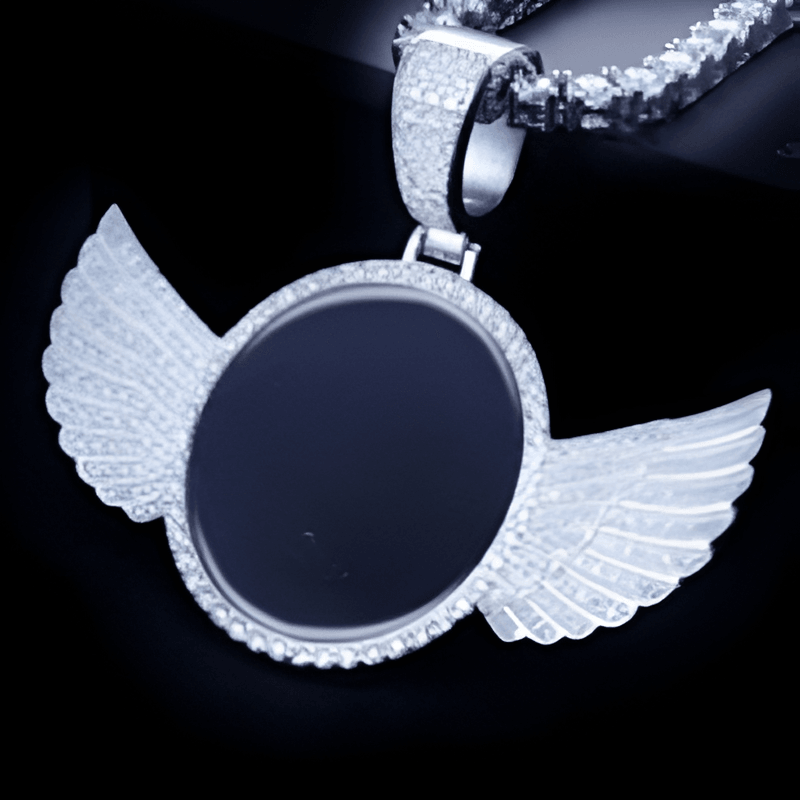 Winged Custom Photo Pendant-Flower Teddy Bear