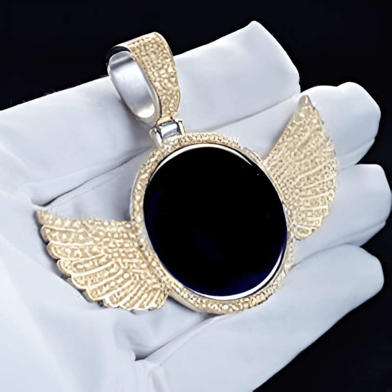 Winged Custom Photo Pendant-Flower Teddy Bear