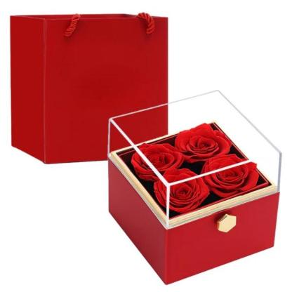 Locked Keepsake Flower Box Necklace-Flower Teddy Bear