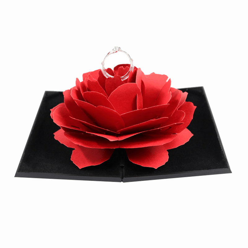 Pop-up Rose Ring Box – Elegant Proposal and Wedding Ring Holder-Flower Teddy Bear