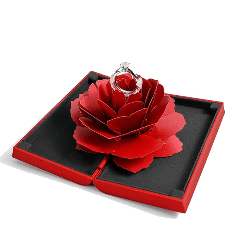 Pop-up Rose Ring Box – Elegant Proposal and Wedding Ring Holder-Flower Teddy Bear