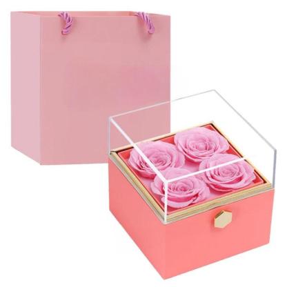 Locked Keepsake Flower Box Necklace-Flower Teddy Bear