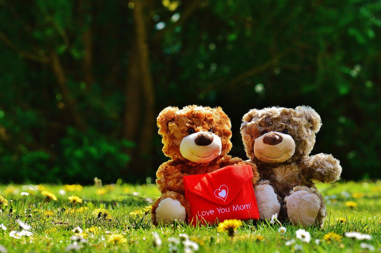 Comfort of teddy bear with mother