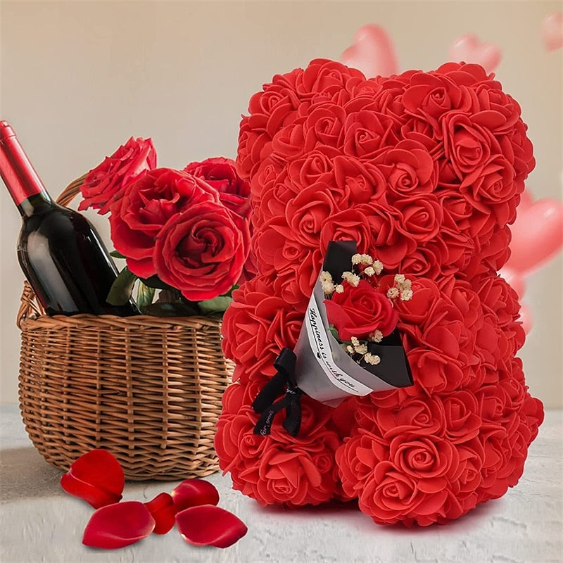 Handcrafted rose floral bear