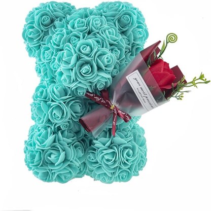 Rose Teddy Bear With Mini Bouquet Gift-Flower Teddy Bear