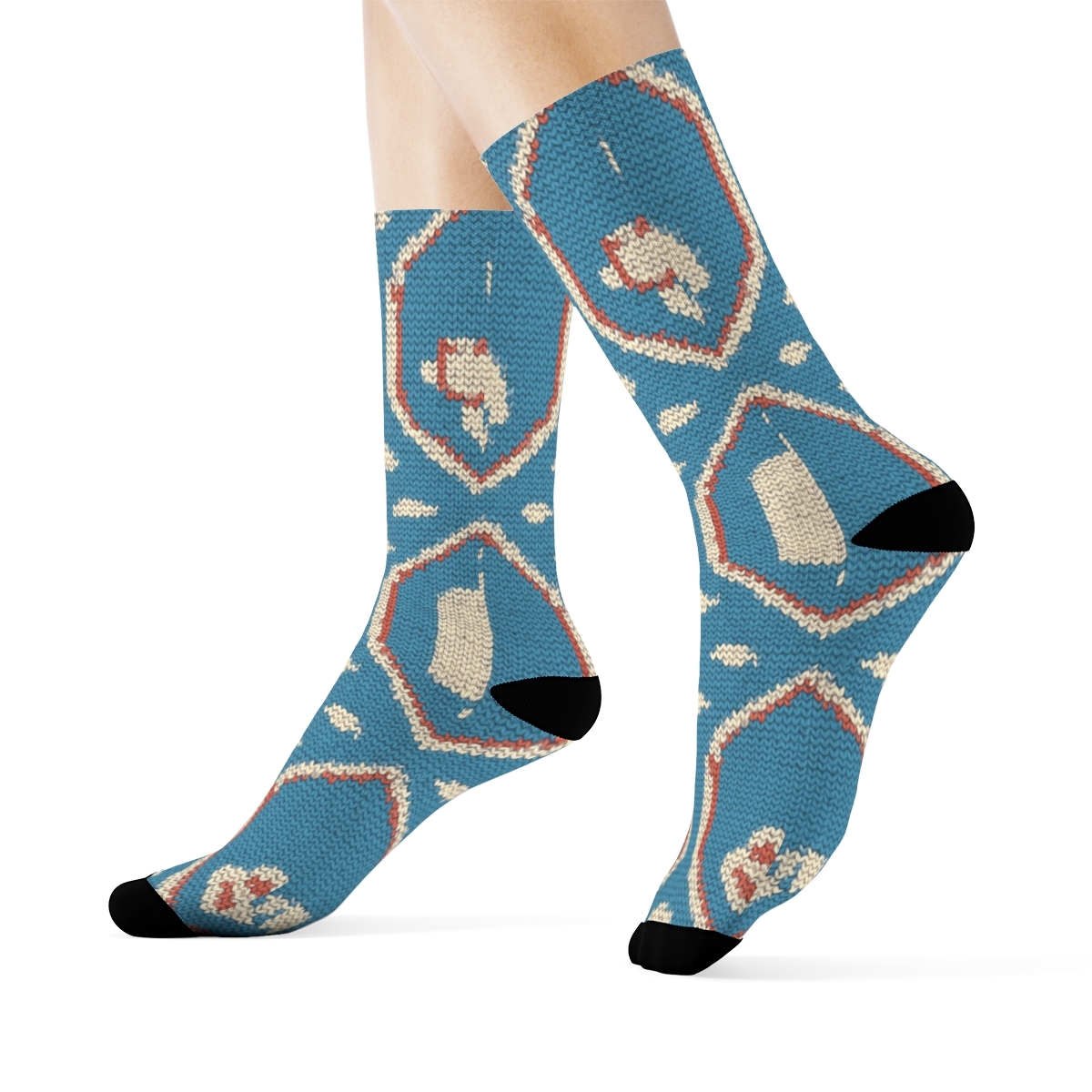 Flight Attendant Knit Illusion Safety Card Medallions personalized crew socks